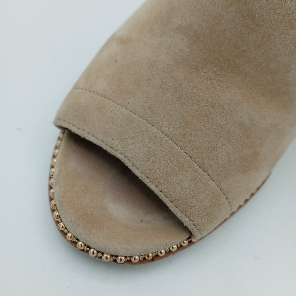 Coach Leather upper mule Stilettos Peep toe golden studded trim heel strap 9.5 - Picture 4 of 14